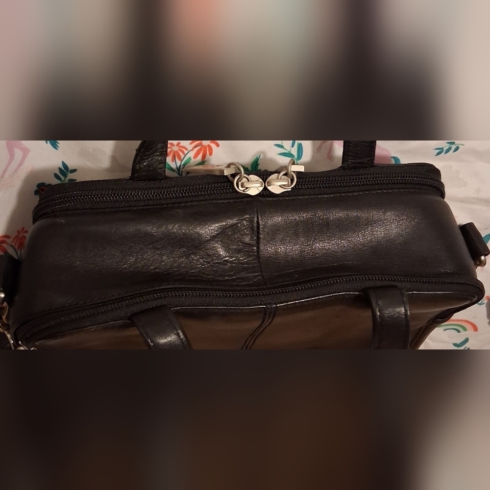 EUC Vintage Hobo International Black Leather Portfolio Satchel Purse Bag - Picture 7 of 13